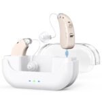 Rechargeable Hearing Amplifier with Charging Case - Compact Sound Enhancer for Daily Use, Noise Reduction & Clear Audio (White & Transparent Case, Skin Tone) - Image 2