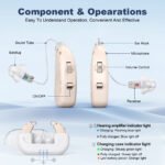Rechargeable Hearing Amplifier with Charging Case - Compact Sound Enhancer for Daily Use, Noise Reduction & Clear Audio (White & Transparent Case, Skin Tone) - Image 3
