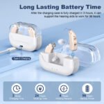Rechargeable Hearing Amplifier with Charging Case - Compact Sound Enhancer for Daily Use, Noise Reduction & Clear Audio (White & Transparent Case, Skin Tone) - Image 4