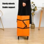 2-in-1 Collapsible Shopping Trolley with Wheels â€“ Foldable Grocery Cart, Reusable Waterproof Oxford Bag for Supermarket, Picnic & Travel (Orange) - Image 5