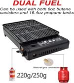 Portable Gas Grill with Removable Grate & Carry Case â€“ Dual Fuel Outdoor Stove for Camping, Backyard BBQs & Beach Picnics (Black) - Image 7
