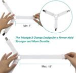 8-Pack Adjustable Bed Sheet Fasteners with Triangle 3-Clamp Design, White Elastic Bands & Nickel-Plated Clipsâ€”Secures Fitted Sheets, Sofa Covers, Car Seat Covers, and Tableclothsâ€”Easy Install, Reusable - Image 4