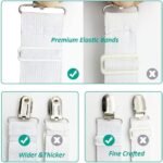 8-Pack Adjustable Bed Sheet Fasteners with Triangle 3-Clamp Design, White Elastic Bands & Nickel-Plated Clipsâ€”Secures Fitted Sheets, Sofa Covers, Car Seat Covers, and Tableclothsâ€”Easy Install, Reusable - Image 6