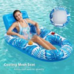 Inflatable Pool Lounger Float with Backrest & Cup Holders - U-Shaped Floating Chair for Pool, Lake, Beach (Blue) - Image 2