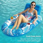 Inflatable Pool Lounger Float with Backrest & Cup Holders - U-Shaped Floating Chair for Pool, Lake, Beach (Blue) - Image 3