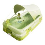 Inflatable Swimming Pool 210 —140 —56cm with Canopy & Dinosaur Spray - Kids Outdoor Water Play Set for Backyard, Garden, Summer Fun (Green)