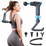 Black 3-in-1 Massage Gun with Extendable Handle & Back Strap â€“ 12-Speed Deep Tissue Muscle Massager, 4 Attachments, USB-C Charging, for Athletes, Gym Recovery & Seniors