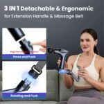 Black 3-in-1 Massage Gun with Extendable Handle & Back Strap â€“ 12-Speed Deep Tissue Muscle Massager, 4 Attachments, USB-C Charging, for Athletes, Gym Recovery & Seniors - Image 4