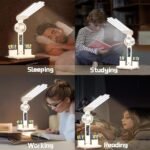 4-Arm Foldable LED Desk Lamp with Built-in Fan, Digital Clock, Temp Display & Dual Pen Holders - 3-Color Lighting, Infinite Dimming, USB-C Charging, Eye-Caring Light for Study, Work, Reading; Compact & Modern Design (White) - Image 7