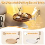 Wall-Mounted Foldable Round Table - Telescopic Adjustable Bedside Desk with Aluminum Alloy Support, Multi-Use Floating Table for Bedroom, Living Room, Balcony (Original Wood) - Image 3