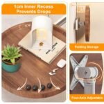 Wall-Mounted Foldable Round Table - Telescopic Adjustable Bedside Desk with Aluminum Alloy Support, Multi-Use Floating Table for Bedroom, Living Room, Balcony (Original Wood) - Image 6