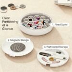 Modern Magnetic Sewing Kit â€“ Compact Travel Sewing Box with Strong Magnetic Lid, 16-Thread Spools & Tools, Portable Needle Organizer for Home & On-the-Go Use (White) - Image 6
