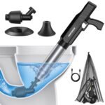 Electric Toilet Plunger with TurboPlunge Technology - Cordless High-Pressure Drain Cleaner, Multi-Head Unclogger, 120° Anti-Splash Design (Black)