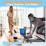 Wireless Electric Cleaning Brush with 8 Replaceable Heads â€“ Adjustable Extendable Handle for Bathroom, Kitchen, Tiles & Car (White) - Image 2