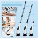 Wireless Electric Cleaning Brush with 8 Replaceable Heads â€“ Adjustable Extendable Handle for Bathroom, Kitchen, Tiles & Car (White) - Image 5