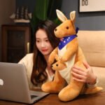 Kangaroo Stuffed Animal with Joey in Pouch & Australia Scarf - Soft Cuddly Plush Toy(45cm, light brown
)| Other Colors Available in Store - Image 5