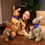 Kangaroo Stuffed Animal with Joey in Pouch & Australia Scarf - Soft Cuddly Plush Toy(45cm, light brown
)| Other Colors Available in Store - Image 7