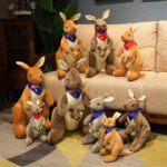 Kangaroo Stuffed Animal with Joey in Pouch & Australia Scarf - Soft Cuddly Plush Toy(45cm, light brown
)| Other Colors Available in Store - Image 9