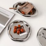 Silver Plated Ceramic Tray Set (Round & Long Shapes) - Minimalist Luxury Decorative Organizer for Jewelry, Vanity & Home Display| Other Styles Available in Store