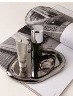 Silver Plated Ceramic Tray Set (Round & Long Shapes) - Minimalist Luxury Decorative Organizer for Jewelry, Vanity & Home Display| Other Styles Available in Store - Image 3