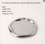 Silver Plated Ceramic Tray Set (Round & Long Shapes) - Minimalist Luxury Decorative Organizer for Jewelry, Vanity & Home Display| Other Styles Available in Store - Image 7
