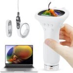 Student Digital Microscope for Kids - Portable 1000x Magnification Handheld Scope with 2 Inch HD Screen, LED Light & Photo Storage, Ideal for Science Class and Outdoor Exploration (White)