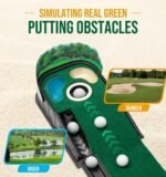 Indoor Golf Putting Green Mat with Ball Return - Realistic 10 mph Speed, Obstacle Training for Home, Office & Simulator (Green) - Image 4