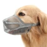 Soft Mesh Dog Muzzle for Small Medium Large Dogs â€“ Breathable Adjustable Anti-Bite Chewing Guard with Overhead Strap â€“ Fits Labrador, German Shepherd, Golden Retriever â€“ 5 Sizes (Grey,S)