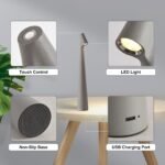 Portable LED Table Lamp 13.5" H - Touch Control, 3 Brightness Levels, Rechargeable Desk Light for Bedroom, Outdoor, Gift (Grey)  | Other Colors Available in Store - Image 6
