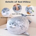 Gray Chubby Seal Plush Pillow with 4 Baby Seals Inside: Soft Stuffed Animal for Kids, Hug Pillow & Room Decor - Perfect Gift for Children - Image 4