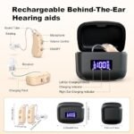Rechargeable Behind-the-Ear Hearing Aids with Charging Case - Lightweight & Invisible Sound Amplifier for Seniors (Black Case, Skin Tone Device) - Image 2