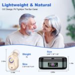 Rechargeable In-the-Ear Hearing Aids with Charging Case and LCD Display - Ultra-Compact Sound Amplifier for Seniors (Black & Green Case, Skin Tone Device) - Image 3