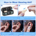 Rechargeable In-the-Ear Hearing Aids with Charging Case and LCD Display - Ultra-Compact Sound Amplifier for Seniors (Black & Green Case, Skin Tone Device) - Image 5
