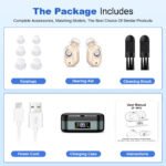 Rechargeable In-the-Ear Hearing Aids with Charging Case and LCD Display - Ultra-Compact Sound Amplifier for Seniors (Black & Green Case, Skin Tone Device) - Image 8