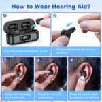 Rechargeable In-the-Ear Hearing Aids with Charging Case and LCD Display - Ultra-Compact Sound Amplifier for Seniors (Black & Green Case, Black Device) - Image 5