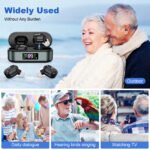 Rechargeable In-the-Ear Hearing Aids with Charging Case and LCD Display - Ultra-Compact Sound Amplifier for Seniors (Black & Green Case, Black Device) - Image 6