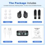 Rechargeable In-the-Ear Hearing Aids with Charging Case and LCD Display - Ultra-Compact Sound Amplifier for Seniors (Black & Green Case, Black Device) - Image 8