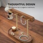 Modern Walnut Wood Key Holder with Brass Hooks - Desktop Organizer for Keys, Jewelry, Watches, and Small Accessories, Compact Design (Walnut) - Image 5