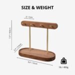 Modern Walnut Wood Key Holder with Brass Hooks - Desktop Organizer for Keys, Jewelry, Watches, and Small Accessories, Compact Design (Walnut) - Image 7