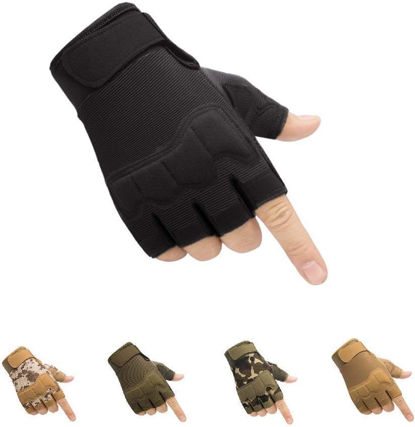 V1107-CS-HWQXSTHS-202601232040-00 Tactical Fingerless Gloves with Knuckle Protection – Breathable Outdoor Gloves for Shooting, Hunting, Cycling, and Training (Black,S) - Image 1