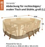Patio Table & Chair Cover with Umbrella Hole: Water-Resistant Outdoor Furniture Cover for Rectangular/Oval Garden Sets (274x208x58 cm LxWxH) - Image 2