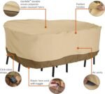 Patio Table & Chair Cover with Umbrella Hole: Water-Resistant Outdoor Furniture Cover for Rectangular/Oval Garden Sets (274x208x58 cm LxWxH) - Image 4