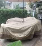 Patio Table & Chair Cover with Umbrella Hole: Water-Resistant Outdoor Furniture Cover for Rectangular/Oval Garden Sets (274x208x58 cm LxWxH) - Image 7