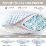 Queen Size Cooling Pillow with Shredded Memory Foam & Gel Infusion - Adjustable Loft, Breathable Dual-Sided Cover, 20" x 30" (Blue) | Other Sizes Available in Store - Image 3