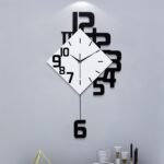 Modern Diamond Wall Clock - Creative 3D Design Silent Quartz Wall Clock for Living Room, Bedroom, Office, Home Decor, Battery Operated (Black-White)