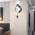 Modern Diamond Wall Clock - Creative 3D Design Silent Quartz Wall Clock for Living Room, Bedroom, Office, Home Decor, Battery Operated (Black-White) - Image 3