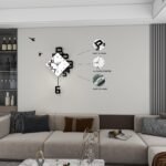 Modern Diamond Wall Clock - Creative 3D Design Silent Quartz Wall Clock for Living Room, Bedroom, Office, Home Decor, Battery Operated (Black-White) - Image 4