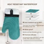 Premium Silicone Oven Mitts â€“ Heat Resistant Up to 500Â°F, Non-Slip Grip, Easy to Clean, Food Grade & BPA-Free, Ideal for Grilling, Baking, Cooking, Microwave Use (Green) - Image 3
