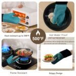 Premium Silicone Oven Mitts â€“ Heat Resistant Up to 500Â°F, Non-Slip Grip, Easy to Clean, Food Grade & BPA-Free, Ideal for Grilling, Baking, Cooking, Microwave Use (Green) - Image 4