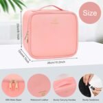 Portable LED Makeup Case with Mirror - Rechargeable 3-Color Light, 6 Adjustable Dividers, Brush Roll Holder, Waterproof PU Leather, Large Capacity Travel Cosmetic Organizer for Women, Includes Charging Cable (Pink) - Image 2